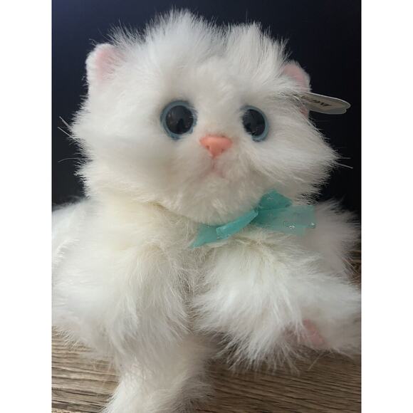 DSI Other - Vtg Tyco DSI Kitty Kitty Kittens Plush Toy 2000 White Blue Bow & Purr With Tag